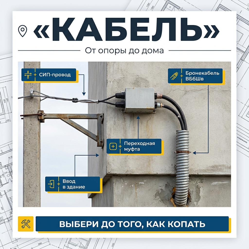 🗄️ СИП или бронированный кабель: чем тянуть 15 метров от опоры до дома и не спалить бюджет