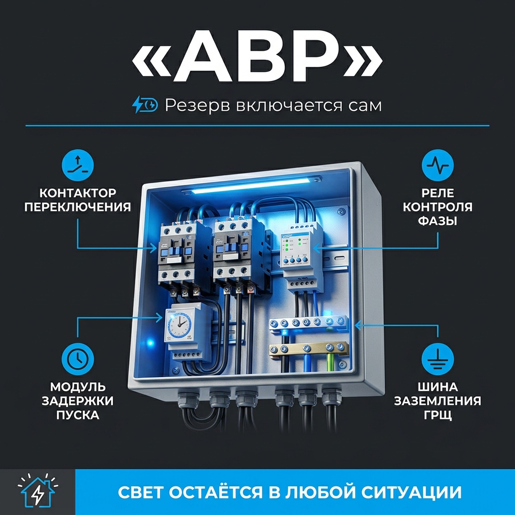 🔌 Автоматика ввода резерва: генератор на дом — когда это не роскошь