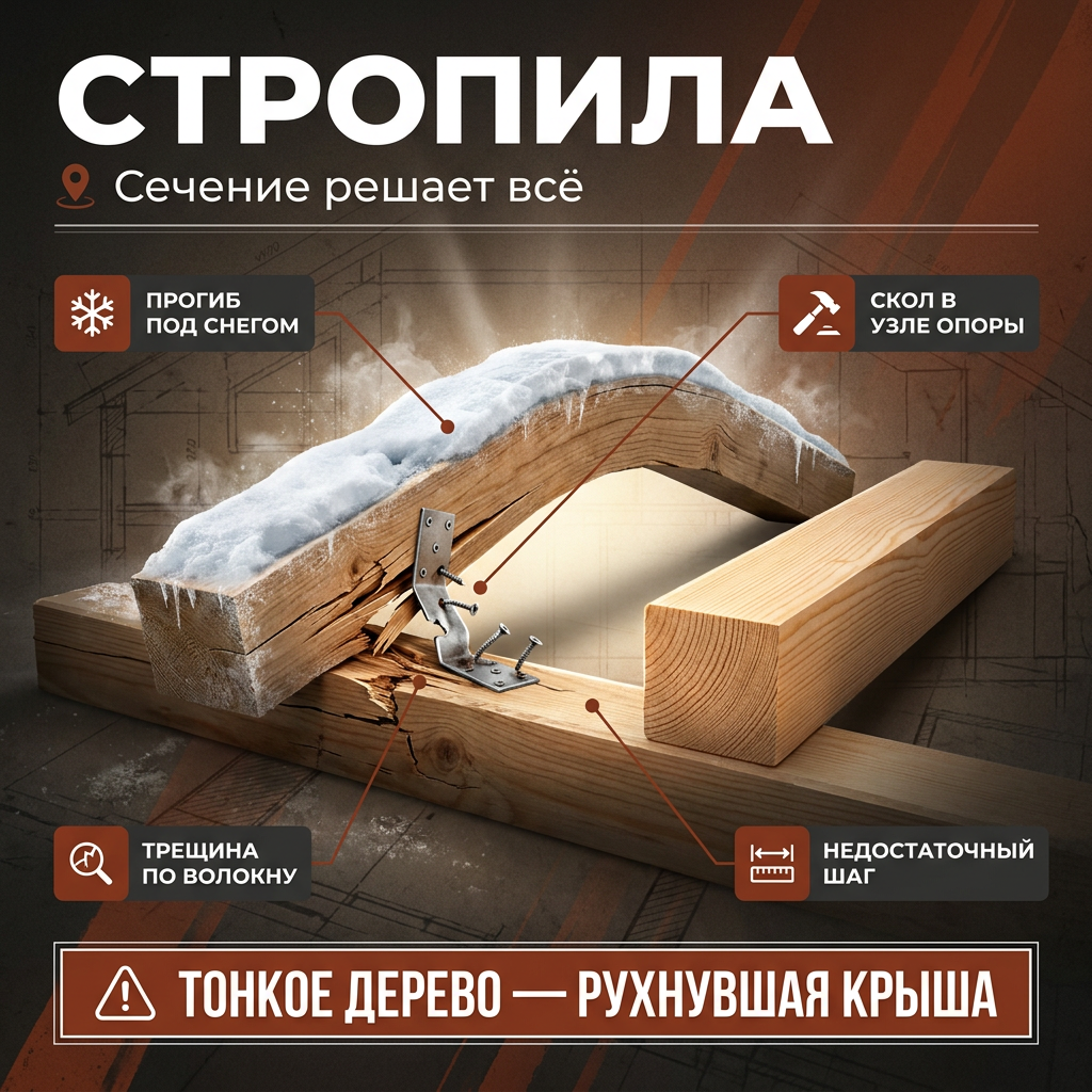 📐 Сечение стропил: где экономят и потом жалеют каждую зиму