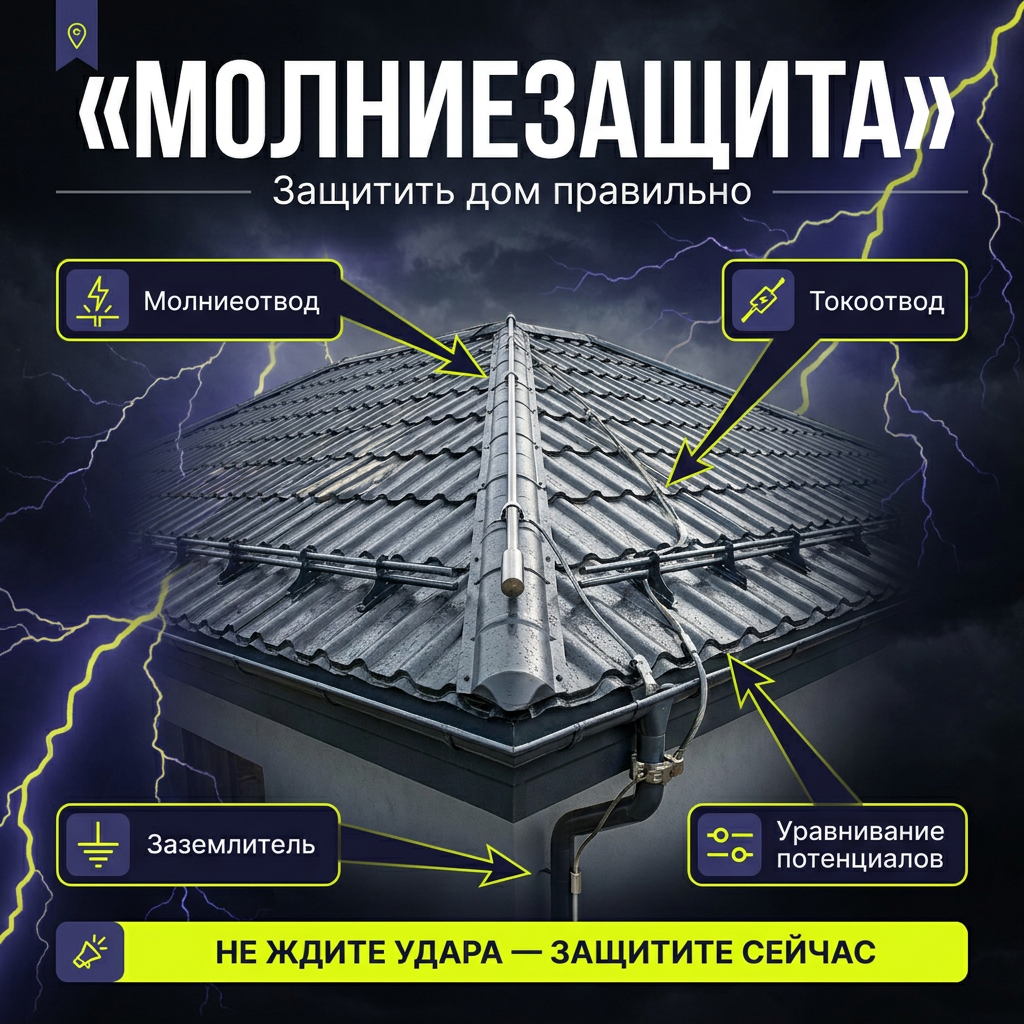 📐 Молниезащита: нужна ли она вашему дому, и где про неё забывают