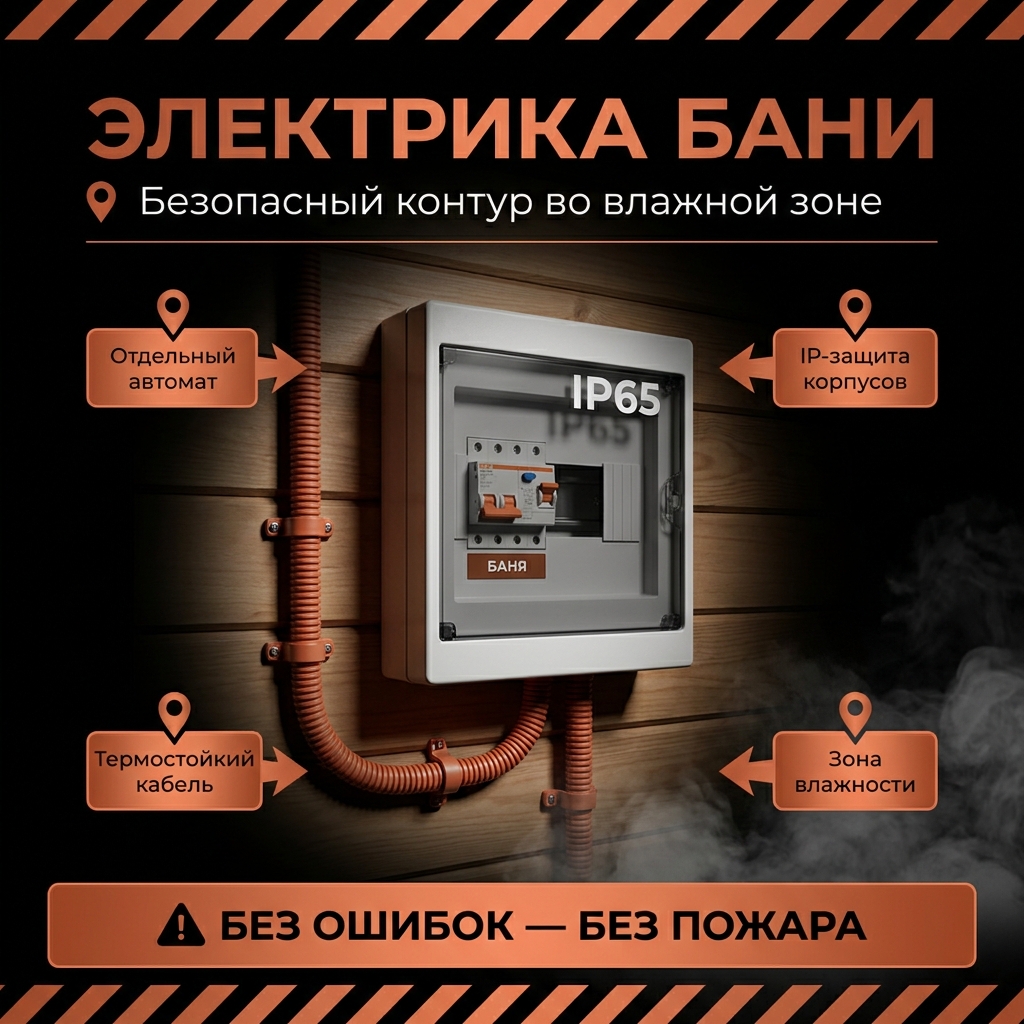 ⚡ Электрика в бане: почему обычная проводка тут убивает, и как сделать по уму