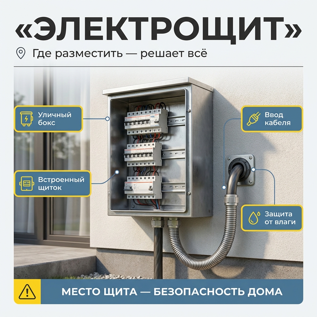 🗄️ Электрощит на улице или в доме: где ставить, чтобы потом не разбирать полстены