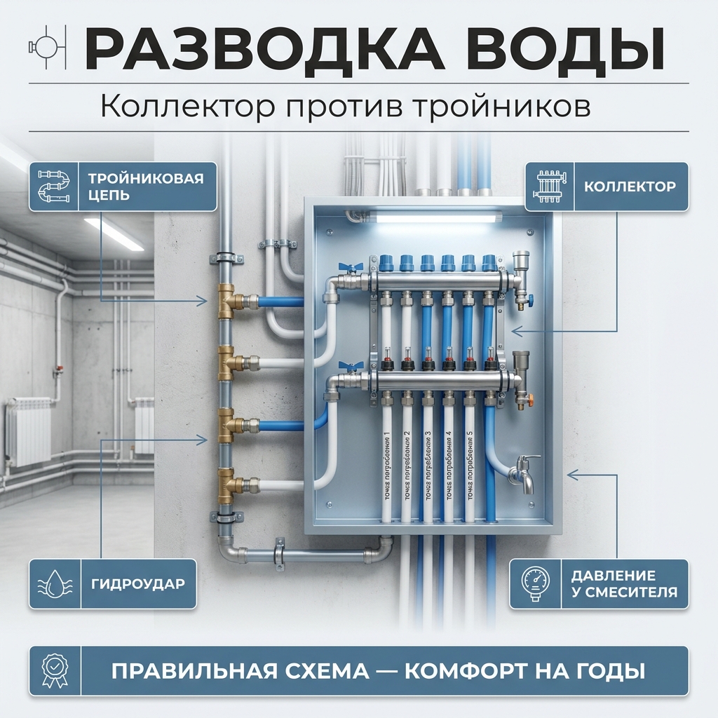 🚿 Разводка воды: коллекторная или последовательная — что для дома лучше