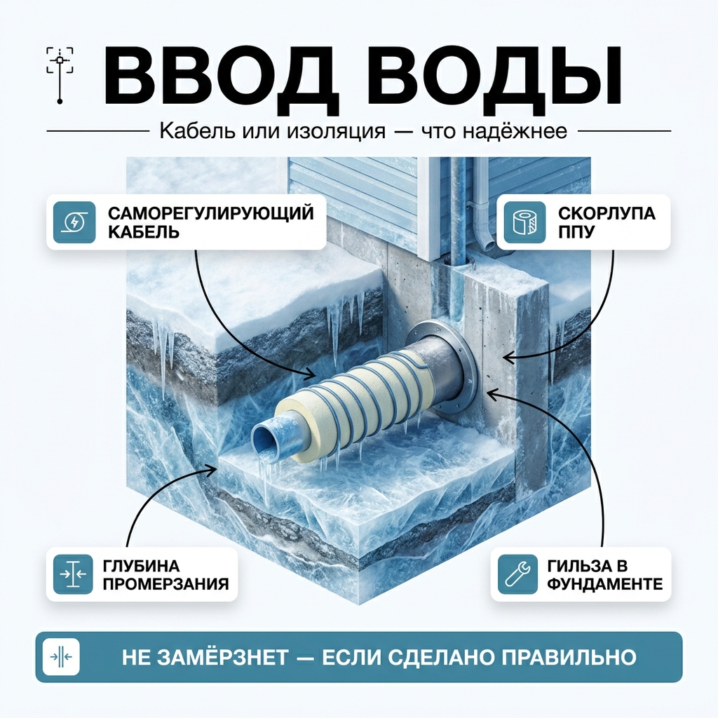 🔗 Утепление ввода воды: кабель саморегрев или просто изоляция