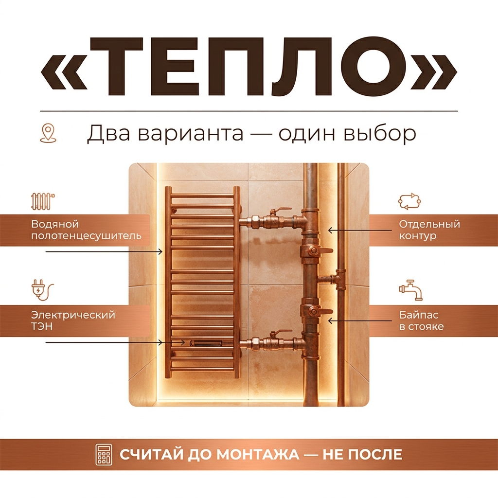🛁 Полотенцесушитель: от отопления или отдельный контур — что выгоднее