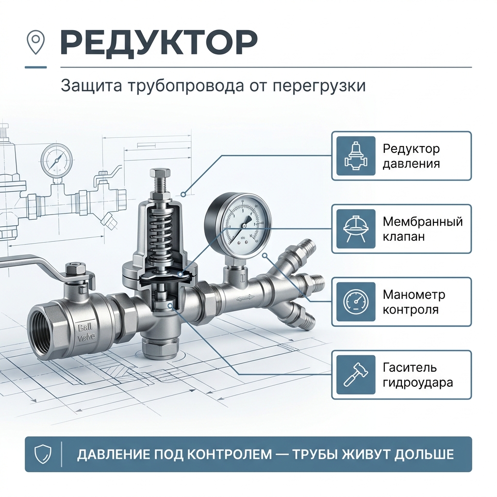 ⚙️ Давление в системе: редуктор давления — зачем он, если насос и так качает
